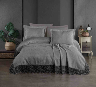 Покрывало EFOR Pique Bedspread MIRAY (240*260) с наволочками антрацит ANTRASIT