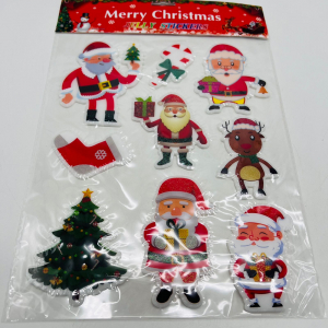 Наклейки новогодние для окон - Дед Мороз 15х16 см 12 шт в уп (арт. Z6188-6)