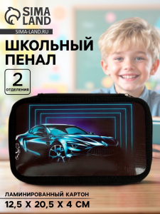 Пенал школьный, 2 секции, 12.5?20.5?4 см «Тачка»