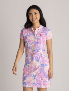 WATER FLORAL PRINTED POLO DRESS