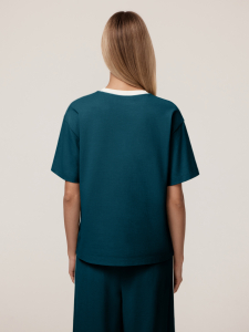 Хлопковая футболка с кантом и принтом