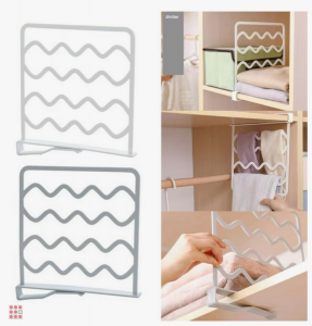 Разделитель вещей на полках с функцией подвеса галстуков, шарфов, 27,5x25,5x3см