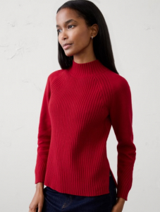 Ribbed Mock-Neck Sweater