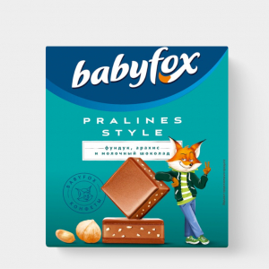 «BabyFox», шоколадные конфеты  Pralines Style фундук, арахис и молочный шоколад, 90 г