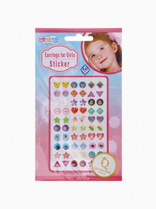 Серьги наклейки детские, пластик, улыбка, яркие, цветные