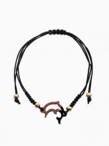 Браслет «Дельфинчик», на нити, чёрный в золоте