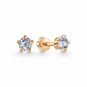 Серьги с фианитом позолоченные серебро 925*