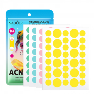 Точечные цветные гидроколлоидные патчи от прыщей SADOER Hydrocolloid Cleanse Acne, 144 шт
