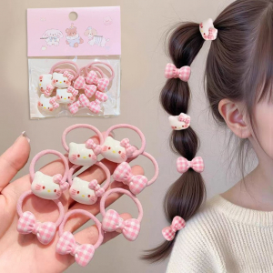 Детские резиночки для волос Hello Kitty + Бантики, Набор 8 штук.