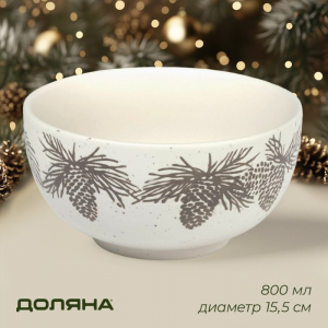 Салатник новогодний Доляна Snow cones, 800 мл, d=15.5 см, керамика, белый