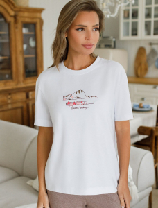 Футболка с принтом свободная эластичная из премиального хлопка