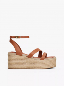 Leather-Strap Platform Espadrille