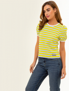 HORIZONTAL STRIPE VOLUME SLEEVE TOP