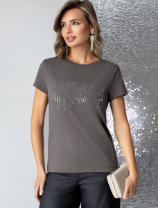 Нарядная футболка с принтом из премиального хлопка с эластаном