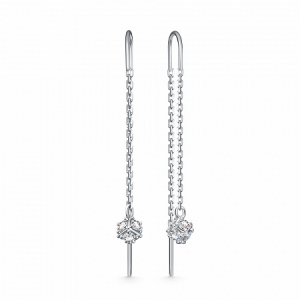 Серьги с фианитом родированные серебро 925*