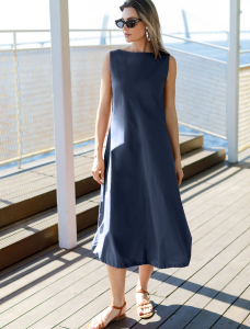 Платье-баллон на кулиске внизу из плотного поплина