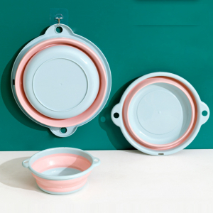 Складной силиконовый тазик, голубой