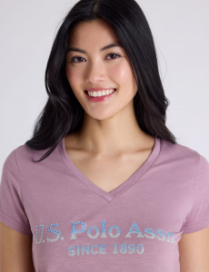 OMBRE V-NECK STRONE PRINT T-SHIRT