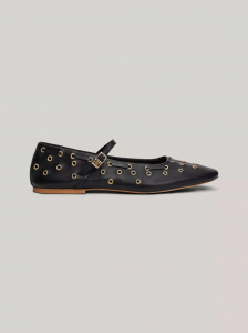Eyelet Leather Mary Jane Ballet Flat