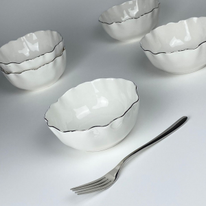 305-295 Набор из 6 салатников 15х6,5см ВАНЕССА СЕРЕБРО в под.уп.(х8)Фарфор