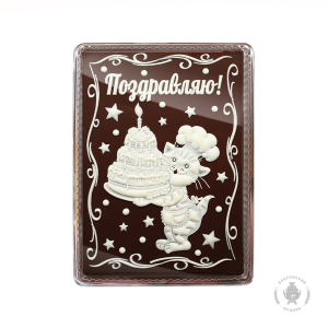 Котик в колпаке с тортом 