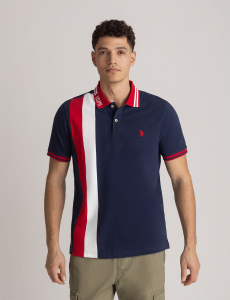 VERTICAL COLORBLOCK PIQUE POLO SHIRT