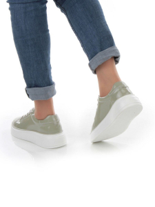 05-PDD215-3 GRAY GREEN Кроссовки женские (натуральная кожа)