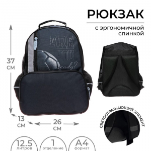Рюкзак школьный, 37?26?13 см, эргономичная спинка, «Мяч»