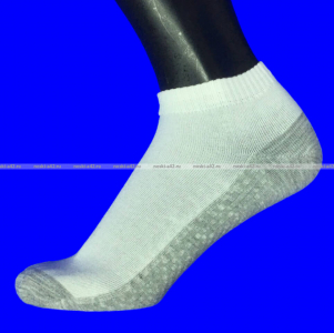 3 ПАРЫ - Носки женские укороченные белые (серая подошва) с массажным эффектом арт. 3037