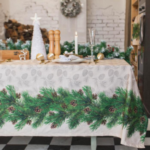 Скатерть новогодняя «Этель» Еловые ветви 180?148± 3 см, 100% хл, саржа 190 г/м?