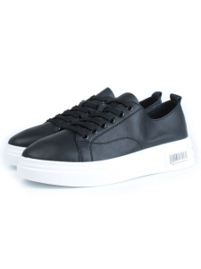 05-PDXL148-3 BLACK Кроссовки женские (натуральная кожа)