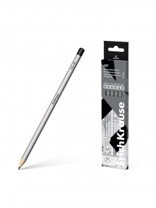 Набор карандашей чернографитных различной твердости 6 штук, ErichKrause, грифель d=2.2 мм, шестигранные, ударопрочные, серебро, в коробке