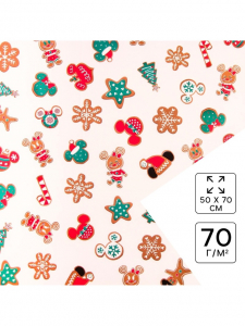 Бумага упаковочная новогодняя «Новый год» 70?50 см, Микки Маус