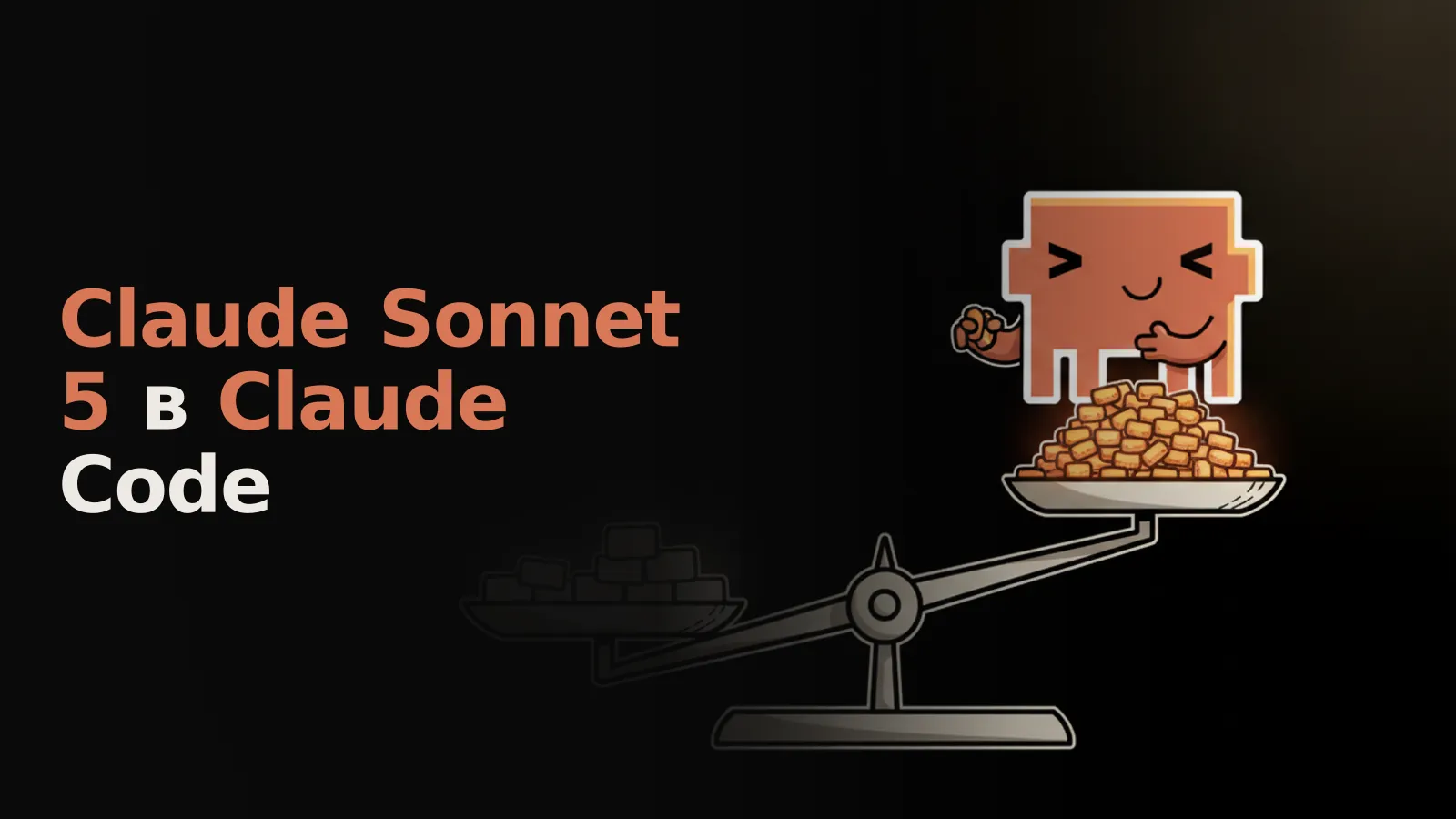 Весы с токенами: 'Sonnet 5' (много мелких) и 'Opus 4.8' (мало крупных). Sonnet 5 перевешивает.