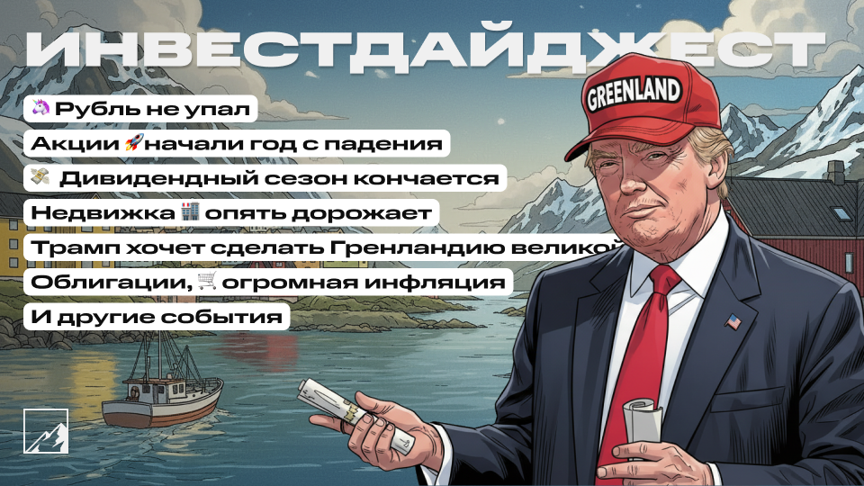 🚀 Рубль не упал! Разгон инфляции. Недвижка перестала дорожать, а акции растут. Дивидендный сезон всё, Гренландия. Воскресный инвестдайджест