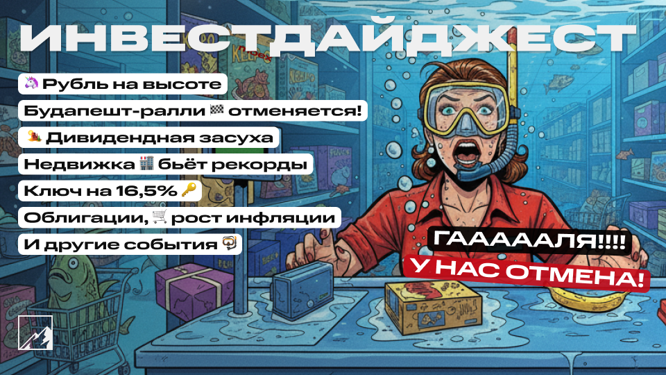 🚀 Галя, у нас отмена роста рынка! Снова бурим дно. Рубль на высоте. Новый ключ на 16,5%. Дивидендная засуха, облигации, санкции. Воскресный инвестдайджест