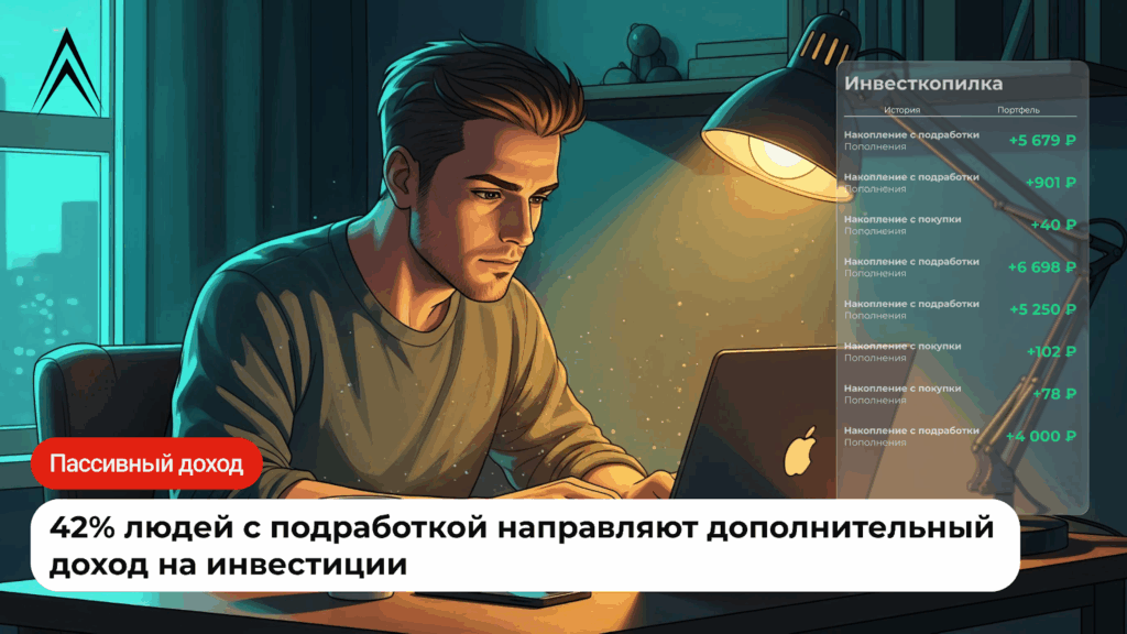 42% людей, имеющих подработку, направляют дополнительный доход на инвестиции, чтобы получать пассивный доход