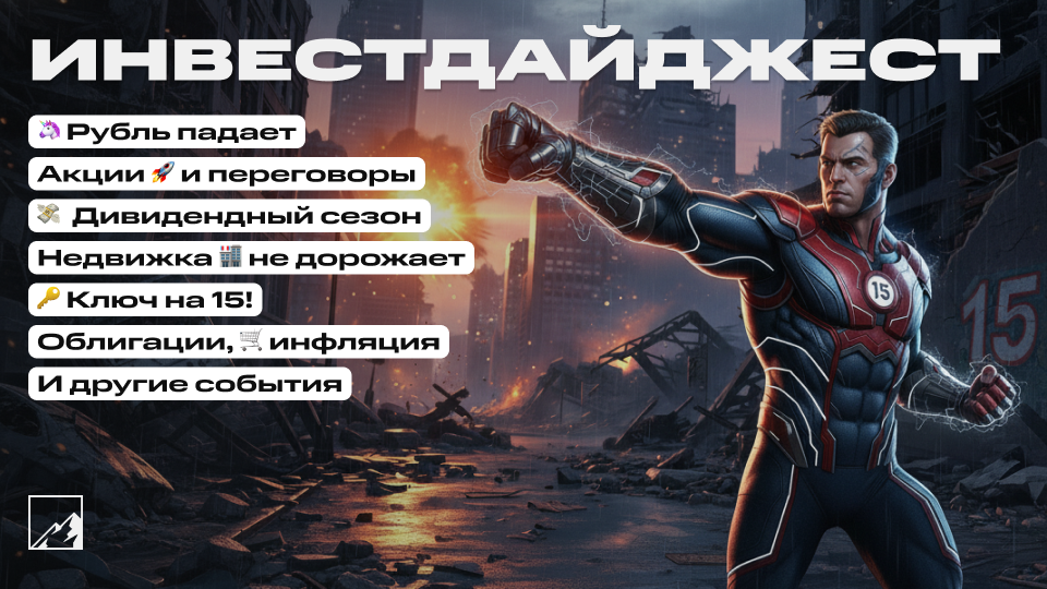 🚀 Ключ на 15, падение рубля, начинается дивидендный сезон! Недвижка временно не дорожает, облигации, инфляция. Воскресный инвестдайджест