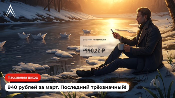 Мой пассивный доход. 940 рублей за март. Последний трёхзначный