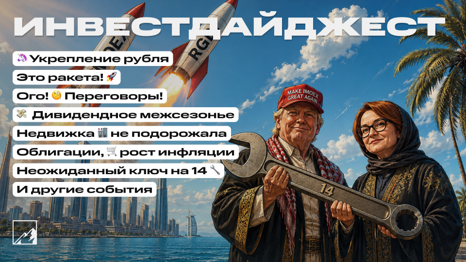 🚀 Дно позади! Туземун и снижение ключа. Укрепление рубля. Дивидендное межсезонье, облигации, новые переговоры. Воскресный инвестдайджест