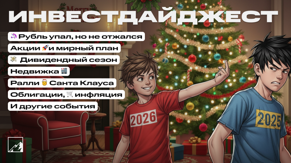 🎄 Рубль упал! Ралли Санта Клауса в акциях и в недвижке. Инфляция ниже 6%, дивидендный сезон, Новый Год. Воскресный инвестдайджест
