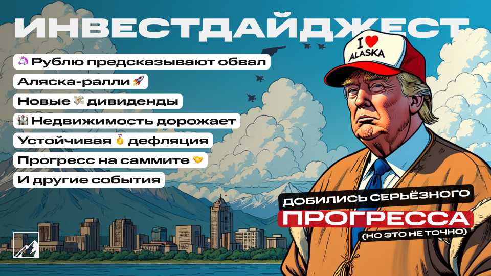 🚀 Рублю предсказывают обвал, Аляска-ралли, дефляция, прогресс на саммите. Недвижка дорожает, новые дивиденды, облигации. Воскресный инвестдайджест