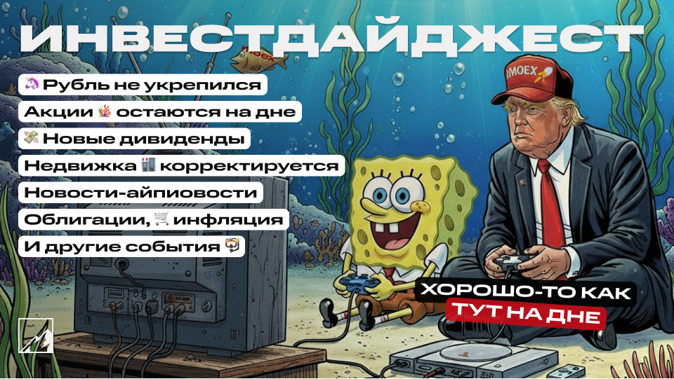 🚀 Что будет с рублём? Обвал рынка на паузе. Много новых дивидендов, облигации, замедление инфляции. Воскресный инвестдайджест