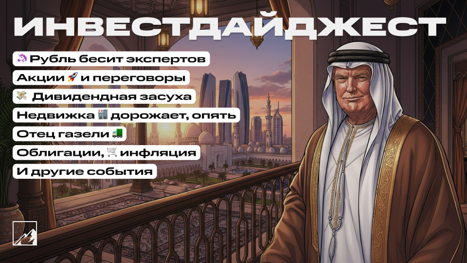 🚀 Эксперты ждут падение рубля. Дивидендная засуха. Почему дорожает недвижка? Облигации, снижение инфляции, отец газели. Субботний инвестдайджест