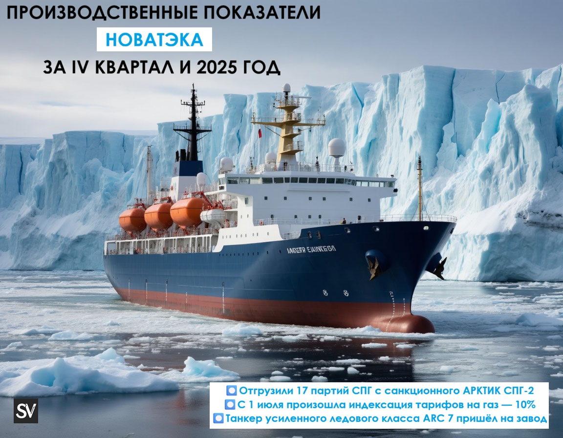 Производ. показатели НОВАТЭКа за IV кв. 2025 г. — продажи газа восстанавливаются, помог Китай. Теперь можно круглогодично доставлять сырьё с Арктик СПГ-2.