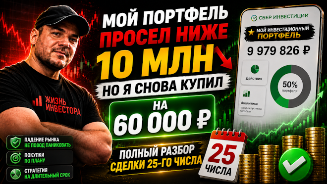 Мой портфель просел ниже 10 млн, но я снова купил на 60 000 ₽. ПОЛНЫЙ РАЗБОР сделки 25-го августа
