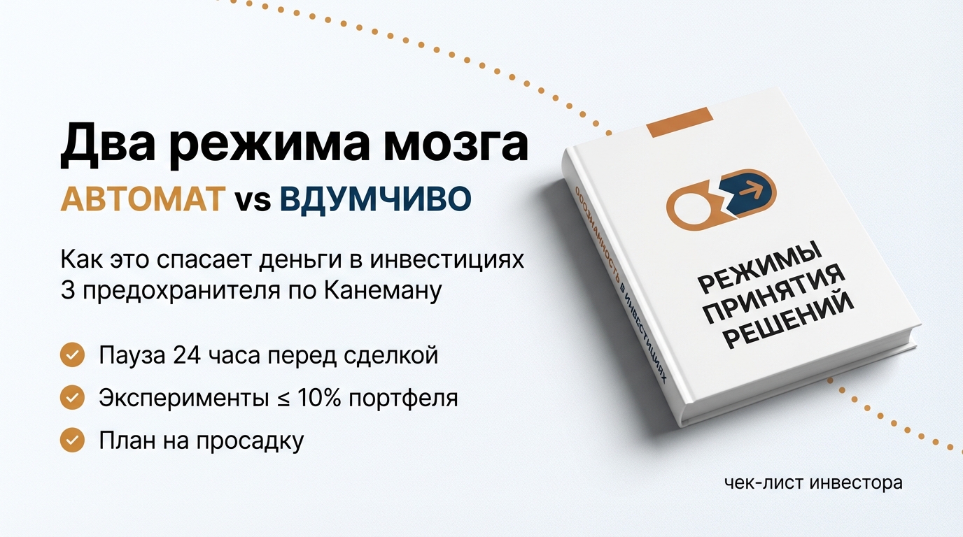 Два режима мозга: “на автомате” и “вдумчиво”. Как это спасает деньги в инвестициях (Канеман)