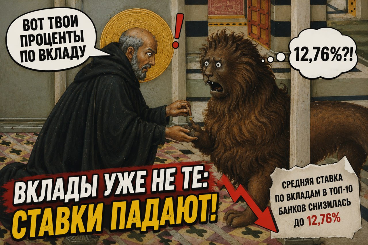 Жадные банкиры продолжают снижать ставки по вкладам. Уже 12,76%, когда длинные ОФЗ дают 16%