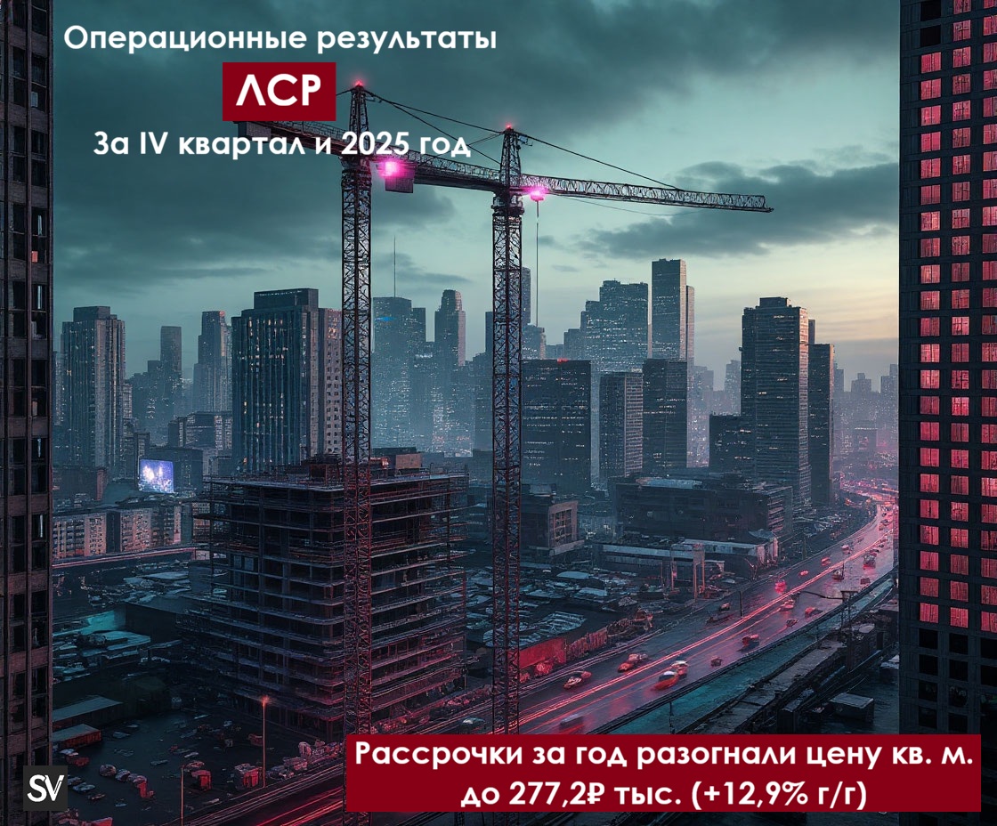 Опер. результаты ЛСР за IV кв. 2025 г. — цены на квадратный метр продолжают дорожать, всему виной рассрочки от застройщиков. В 2026 г. это продолжится?