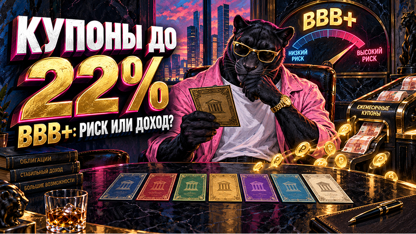 🚀 Самые доходные в рейтинге ВВВ+. Облигации с ежемесячными купонами до 22% для пассивного дохода